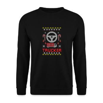 Truck Driver Christmas Xmas Trucker Job Gift - Unisex Sweatshirt - black - Front - Alina (178cm) & Michal (187cm)
