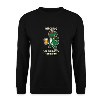Löschzug Brand Dino Feuerwehr Thekenbrand - Unisex Pullover - Schwarz - Vorne - Alina (178cm) & Michal (187cm)