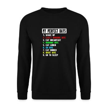 MON JOUR DE PLONGÉE PARFAIT - PLONGÉE - journée parfaite - Sweat-shirt Unisexe - noir - Devant - Alina (178cm) & Michal (187cm)