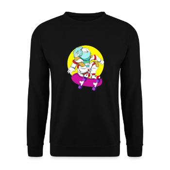 Skating astronaut - Unisex Sweatshirt - black - Front - Alina (178cm) & Michal (187cm)