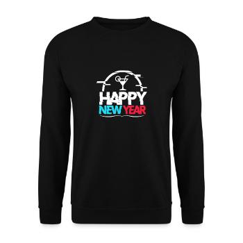 Cheerful Happy New Year Illustration - Sweat-shirt Unisexe - noir - Devant - Alina (178cm) & Michal (187cm)