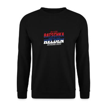 Serbien In der Batschka geboren zum Helden auserko - Unisex Pullover - Schwarz - Vorne - Alina (178cm) & Michal (187cm)