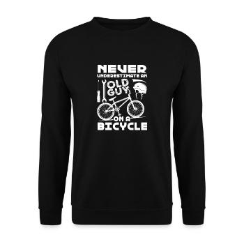 Never Underestimate An Old Guy On A Bicycle - Unisex Sweatshirt - black - Front - Alina (178cm) & Michal (187cm)