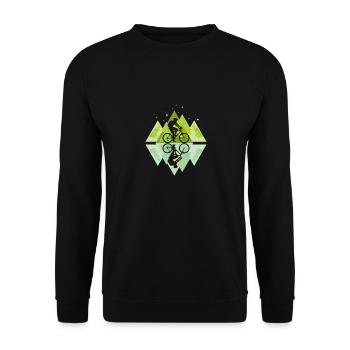 Fahrrad Berge Natur Umwelt Umweltschutz Wald - Unisex Pullover - Schwarz - Vorne - Alina (178cm) & Michal (187cm)