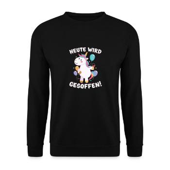 Junggesellenabschied JGA Party Einhorn Geschenk - Unisex Pullover - Schwarz - Vorne - Alina (178cm) & Michal (187cm)