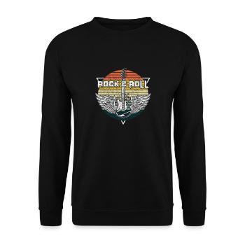 Vintage Rock & Roll Guitar – Retro Vibes Music - Unisex Sweatshirt - black - Front - Alina (178cm) & Michal (187cm)