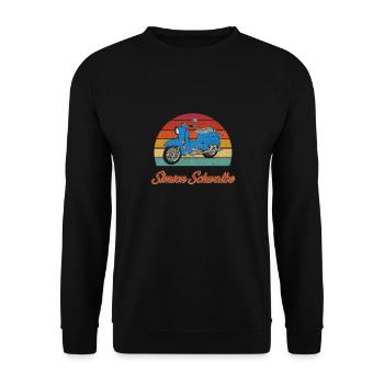 Schwalbenfahrer Simsonfahrer Schwalbe Simson KR51 - Unisex Pullover - Schwarz - Vorne - Alina (178cm) & Michal (187cm)