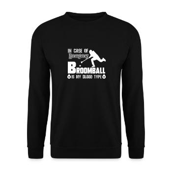 Broomball ist meine Blutgruppe - Unisex Pullover - Schwarz - Vorne - Alina (178cm) & Michal (187cm)
