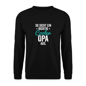 So sieht ein richtig cooler Opa aus. - Unisex Pullover - Schwarz - Vorne - Alina (178cm) & Michal (187cm)