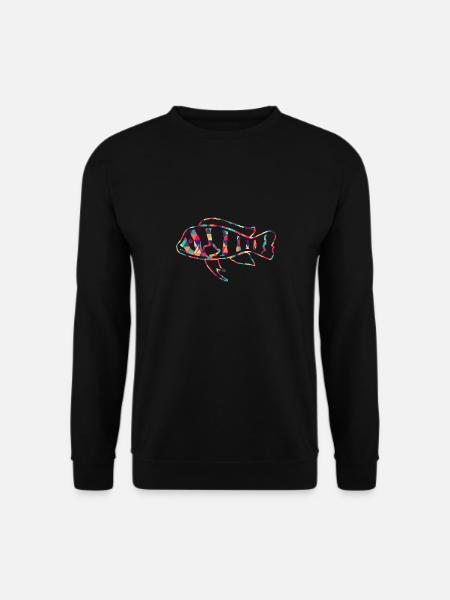 Geometrischer Cichlid bunt - Unisex Pullover - Schwarz
