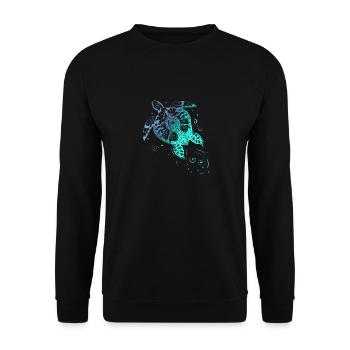 Schildkröten Mandala Ozeanolegen Tattoo Geschenk - Unisex Pullover - Schwarz - Vorne - Alina (178cm) & Michal (187cm)