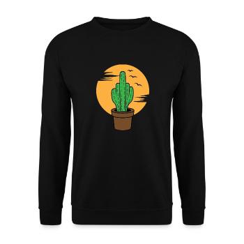 Kaktus Stinkefinger - Unisex Pullover - Schwarz - Vorne - Alina (178cm) & Michal (187cm)