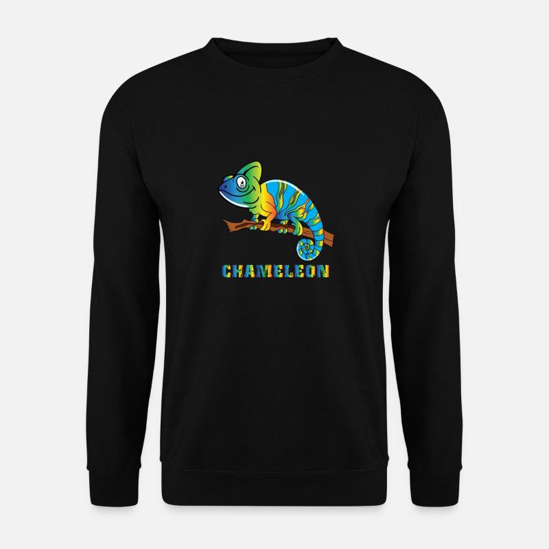 Buntes Chamäleon mit Buntem Schriftzug - Unisex Pullover - Schwarz
