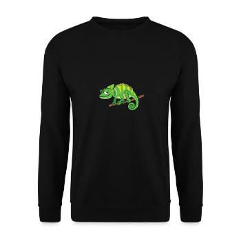 Comic Chameleon Grinning Cute - Unisex Sweatshirt - black - Front - Alina (178cm) & Michal (187cm)