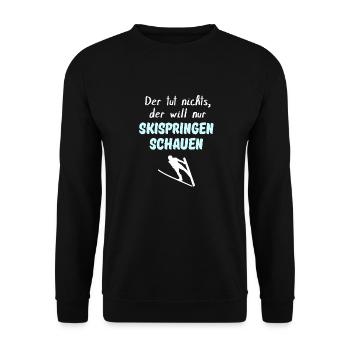 Skispringen lustig Geschenk Skispringer Skisprung - Unisex Pullover - Schwarz - Vorne - Alina (178cm) & Michal (187cm)