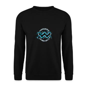 Sternzeichen Wassermann - Unisex Pullover - Schwarz - Vorne - Alina (178cm) & Michal (187cm)
