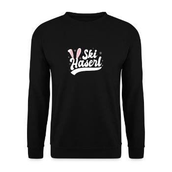 Skihaserl Ski Haserl Skihase Geschenk Apres Ski - Unisex Pullover - Schwarz - Vorne - Alina (178cm) & Michal (187cm)