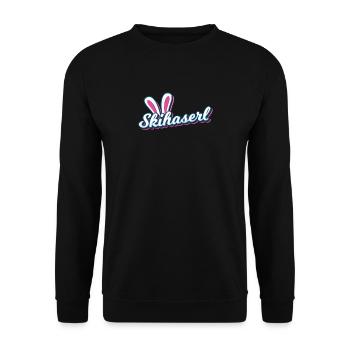 Skihaserl Ski Haserl Skihase Geschenk Apres Ski - Unisex Pullover - Schwarz - Vorne - Alina (178cm) & Michal (187cm)