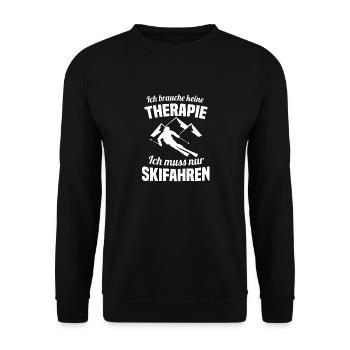 Skifahren Spruch Skifahrer Geschenk - Unisex Pullover - Schwarz - Vorne - Alina (178cm) & Michal (187cm)