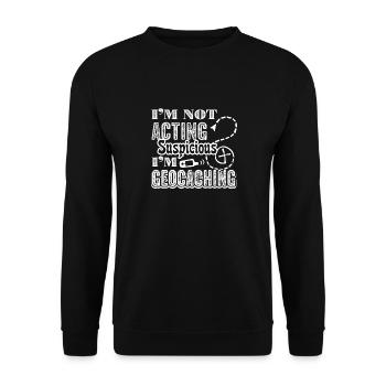 Je n'agis pas de manière suspecte, je fais de la géocachette - Sweat-shirt Unisexe - noir - Devant - Alina (178cm) & Michal (187cm)