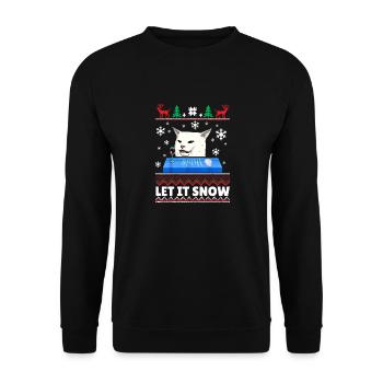 Laisse la neige pull de Noël laid de chat - Sweat-shirt Unisexe - noir - Devant - Alina (178cm) & Michal (187cm)