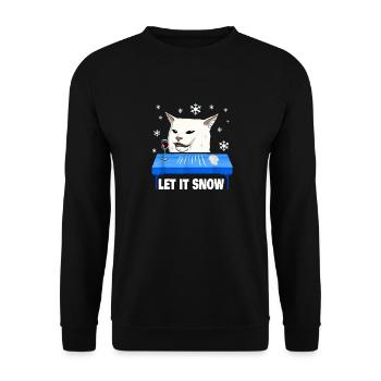 Laisse la neige pull de Noël laid de chat - Sweat-shirt Unisexe - noir - Devant - Alina (178cm) & Michal (187cm)