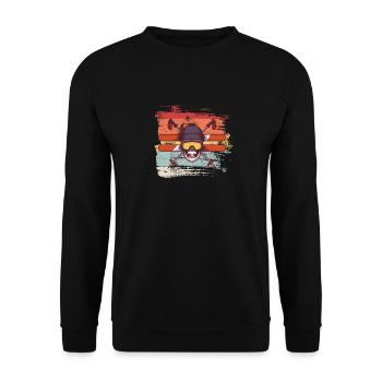 Skifahren cool Totenkopf Skull retro Geschenk - Unisex Pullover - Schwarz - Vorne - Alina (178cm) & Michal (187cm)