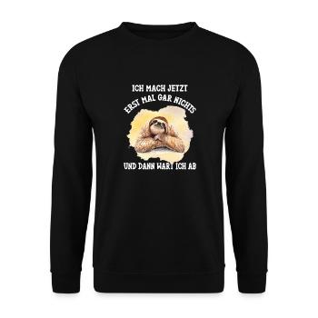 Lustiges Faultier Spruch Faulener Motivations - Unisex Pullover - Schwarz - Vorne - Alina (178cm) & Michal (187cm)