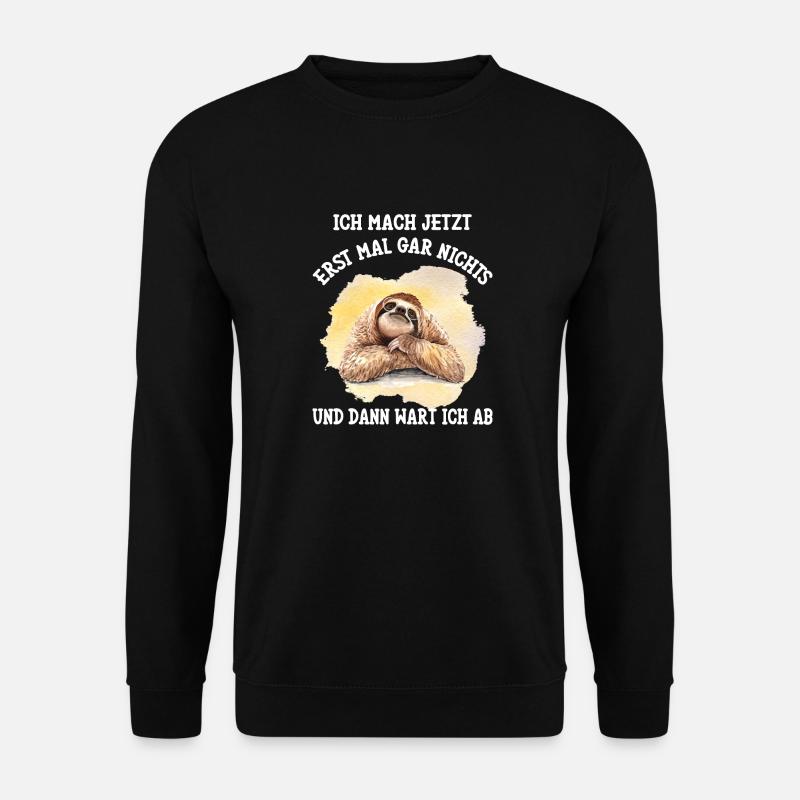 Lustiges Faultier Spruch Faulener Motivations - Unisex Pullover - Schwarz