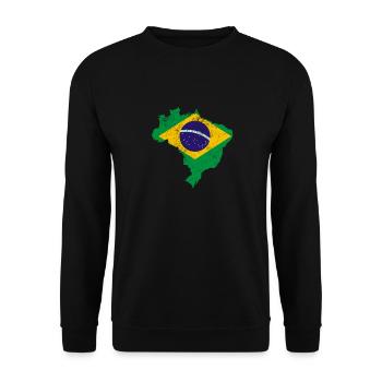 Brazil Flag print distressed vintage - Unisex Sweatshirt - black - Front - Alina (178cm) & Michal (187cm)