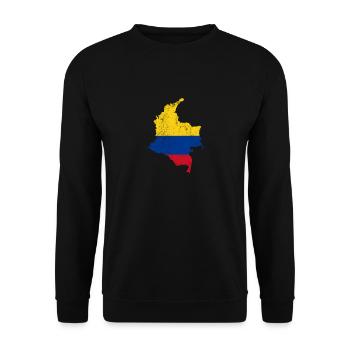 Kolumbien-Flaggendesign beunruhigte Weinlese - Unisex Pullover - Schwarz - Vorne - Alina (178cm) & Michal (187cm)