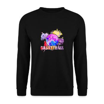 Lustiger Basketball bunt - Unisex Pullover - Schwarz - Vorne - Alina (178cm) & Michal (187cm)