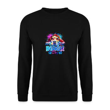 Beagle-Hund bunt - Unisex Pullover - Schwarz - Vorne - Alina (178cm) & Michal (187cm)