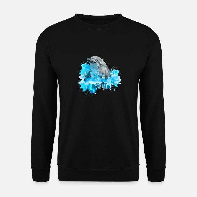 Aquarelle de dauphin - Sweat-shirt Unisexe - noir