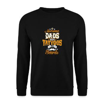 Awesome Dads have Tattoos and Beards -Vater Bart - Unisex Pullover - Schwarz - Vorne - Alina (178cm) & Michal (187cm)