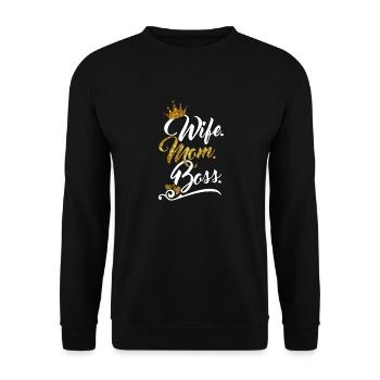 Wife MOM boss - boss woman mother - mother's day - Unisex Sweatshirt - black - Front - Alina (178cm) & Michal (187cm)