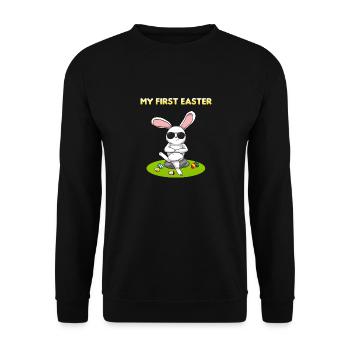 My First Easter Baby Erstes Ostern Osterhase Spruc - Unisex Pullover - Schwarz - Vorne - Alina (178cm) & Michal (187cm)
