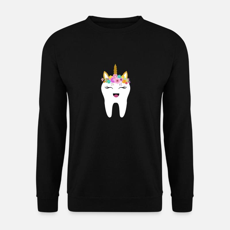 Einhorn Zahn Zahnarzt Zahnfee Geschenk erster Zahn - Unisex Pullover - Schwarz