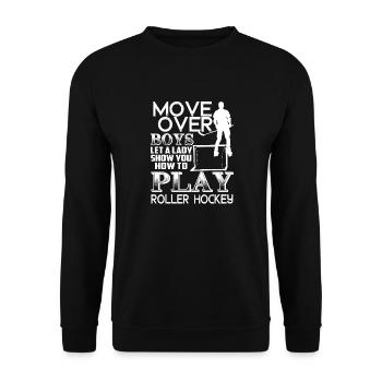 Laissez une dame montrer comment jouer au roller hockey - Sweat-shirt Unisexe - noir - Devant - Alina (178cm) & Michal (187cm)