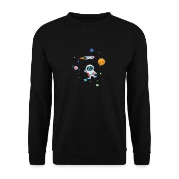 Espace extra-atmosphérique astronaute planète fusée - Sweat-shirt Unisexe - noir - Devant - Alina (178cm) & Michal (187cm)