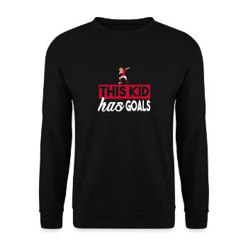 Soccer Fußball Kind Dab Dabbing Fußballer Jungen - Unisex Pullover - Schwarz - Vorne - Alina (178cm) & Michal (187cm)