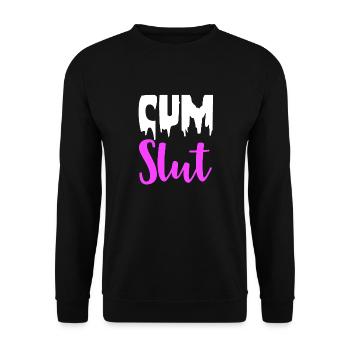 Cum Slut Sexy Dirty Adult Humor Fun Gifts for Men - Unisex Sweatshirt - black - Front - Alina (178cm) & Michal (187cm)
