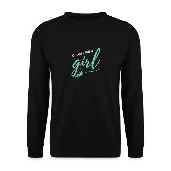 Climb Like A Girl Climbing Mountaineers Bouldering - Unisex Sweatshirt - black - Front - Alina (178cm) & Michal (187cm)