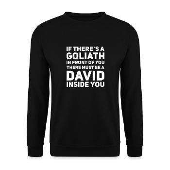 David et Goliath Funny Motivation - Sweat-shirt Unisexe - noir - Devant - Alina (178cm) & Michal (187cm)