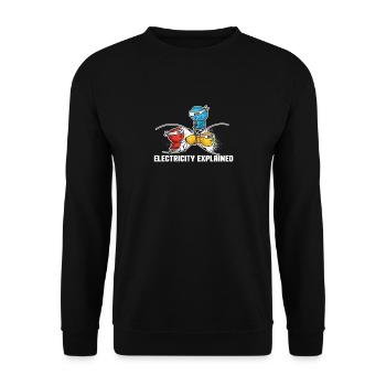 Electricity Explained Physik | Funny Lehrer Nerd - Unisex Pullover - Schwarz - Vorne - Alina (178cm) & Michal (187cm)