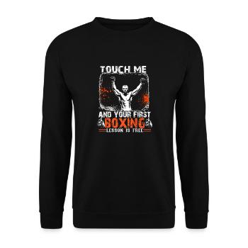 Touch Me And First Boxing Lesson Shirt - Unisex Sweatshirt - black - Front - Alina (178cm) & Michal (187cm)