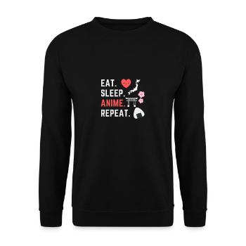 Eat Sleep Anime Repeat idée cadeau pour Otaku - Sweat-shirt Unisexe - noir - Devant - Alina (178cm) & Michal (187cm)