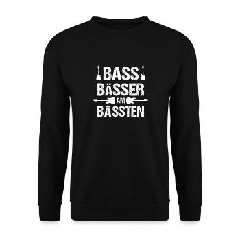 Bassgitarre Bassist Geschenk Bass bässer Spruch - Unisex Pullover - Schwarz - Vorne - Alina (178cm) & Michal (187cm)