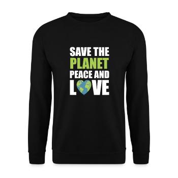 Save the planet - Unisex Pullover - Schwarz - Vorne - Alina (178cm) & Michal (187cm)