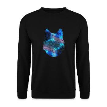 Polygon Wolf animal wilderness space Galaxy - Unisex Sweatshirt - black - Front - Alina (178cm) & Michal (187cm)
